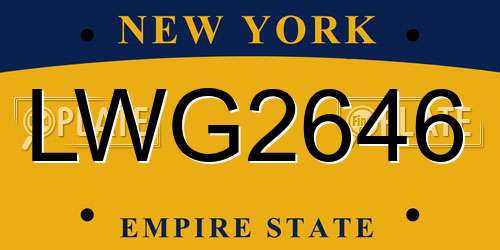LWG2646 New York License Plate