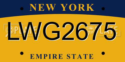 LWG2675 New York License Plate