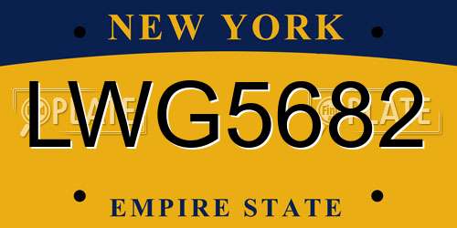 LWG5682 New York License Plate
