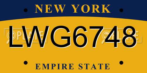 LWG6748 New York License Plate