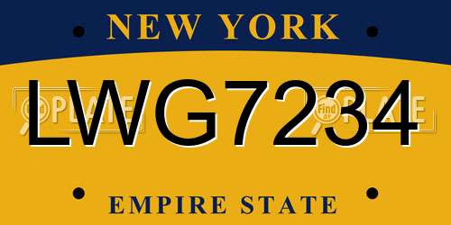 LWG7234 New York License Plate