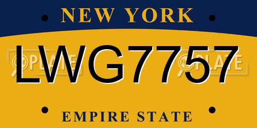 LWG7757 New York License Plate