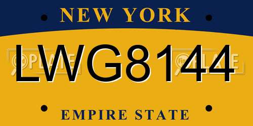 LWG8144 New York License Plate