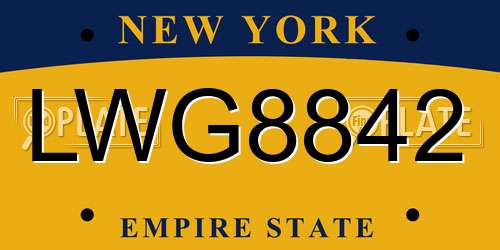 LWG8842 New York License Plate
