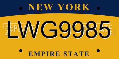 LWG9985 New York License Plate