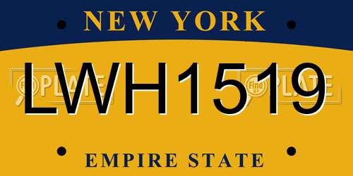 LWH1519 New York License Plate