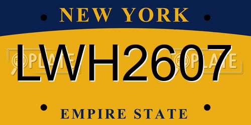 LWH2607 New York License Plate