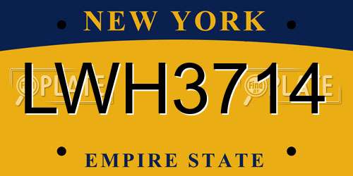 LWH3714 New York License Plate