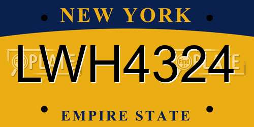 LWH4324 New York License Plate
