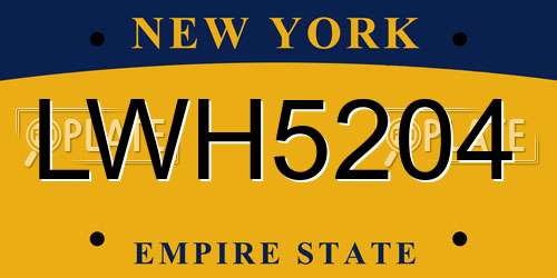LWH5204 New York License Plate