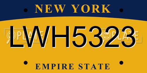 LWH5323 New York License Plate