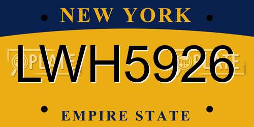 LWH5926 New York License Plate