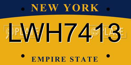 LWH7413 New York License Plate