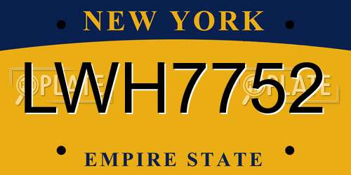 LWH7752 New York License Plate