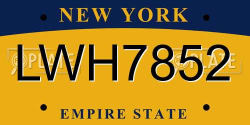 LWH7852 New York License Plate