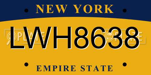 LWH8638 New York License Plate