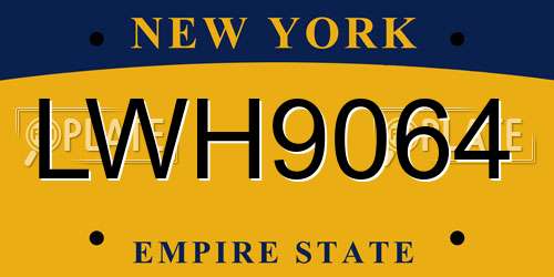 LWH9064 New York License Plate
