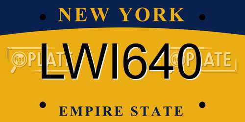 LWI640 New York License Plate