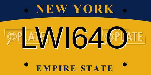 LWI64O New York License Plate