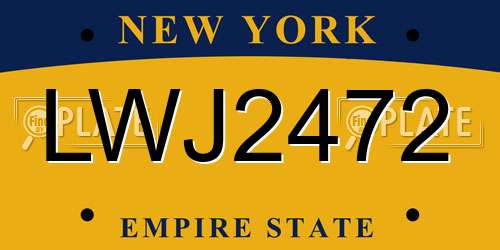 LWJ2472 New York License Plate