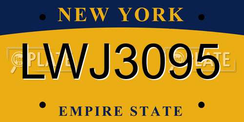 LWJ3095 New York License Plate