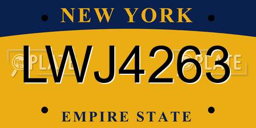 LWJ4263 New York License Plate