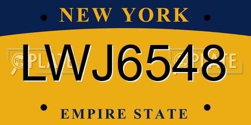 LWJ6548 New York License Plate