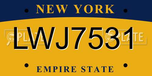 LWJ7531 New York License Plate