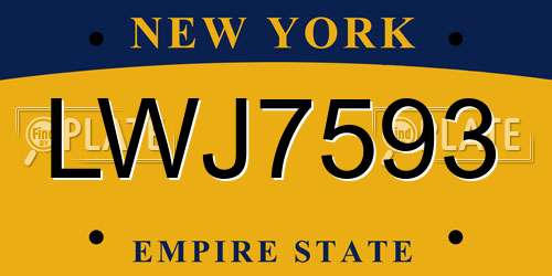 LWJ7593 New York License Plate