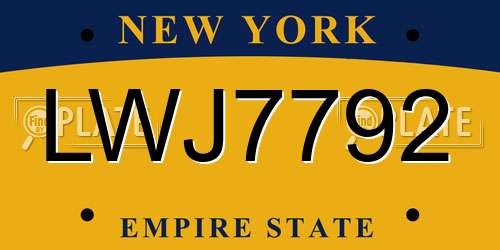 LWJ7792 New York License Plate