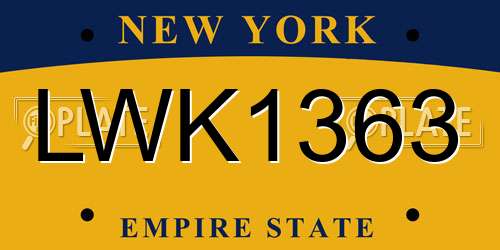 LWK1363 New York License Plate