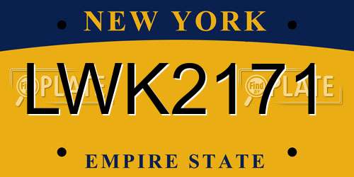 LWK2171 New York License Plate