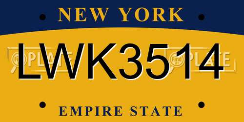 LWK3514 New York License Plate