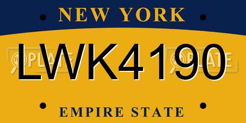 LWK4190 New York License Plate