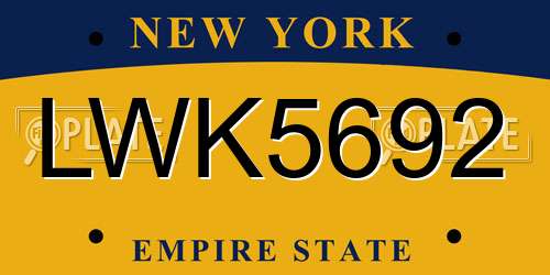 LWK5692 New York License Plate