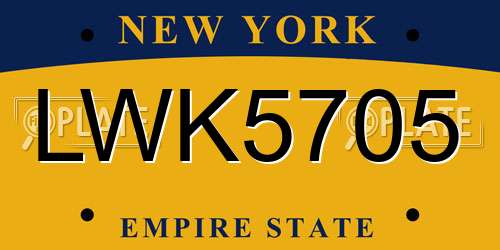 LWK5705 New York License Plate