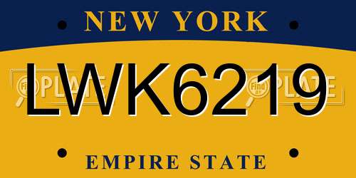 LWK6219 New York License Plate