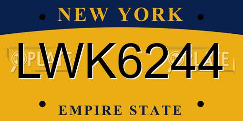 LWK6244 New York License Plate