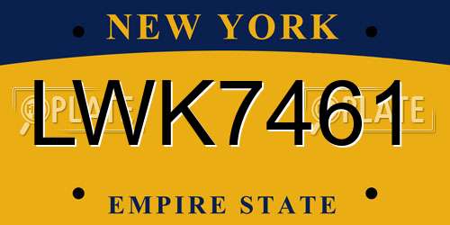 LWK7461 New York License Plate