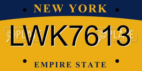 LWK7613 New York License Plate