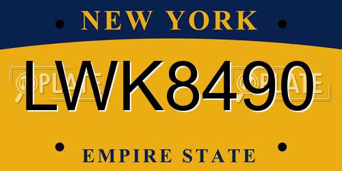 LWK8490 New York License Plate