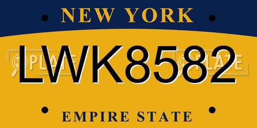 LWK8582 New York License Plate