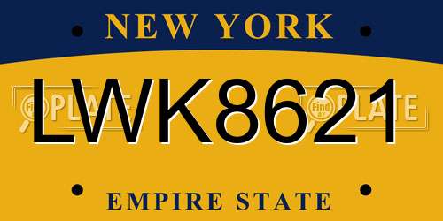 LWK8621 New York License Plate