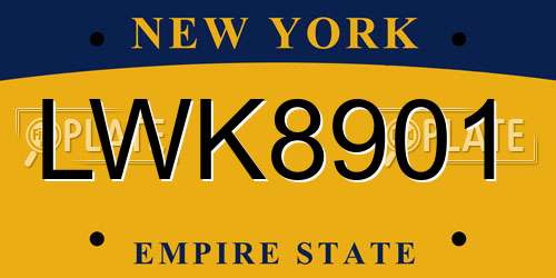 LWK8901 New York License Plate