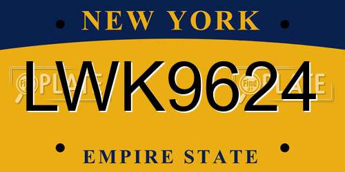 LWK9624 New York License Plate