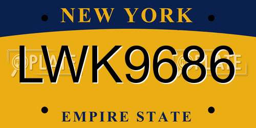 LWK9686 New York License Plate