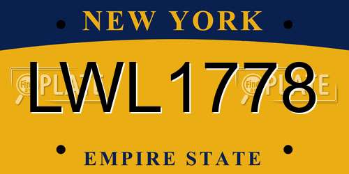 LWL1778 New York License Plate