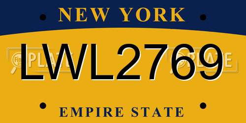 LWL2769 New York License Plate