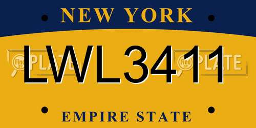 LWL3411 New York License Plate