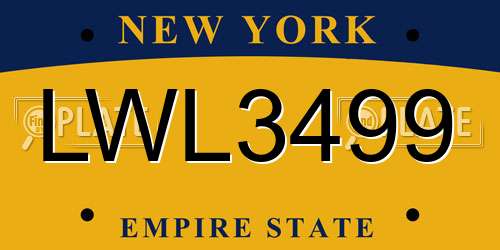 LWL3499 New York License Plate